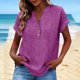 thumbnail image 1 of TaTaai V Neck Pa Button Down Short Sleeve Tees for Women 2026 Casual Loose Fit Solid Color Blouse Soft Polyester Summer Daily Top Gift, 1 of 8
