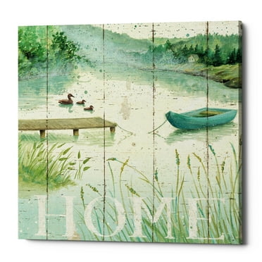 Epic Graffiti  'Lakeside I' by Daphne Brissonnet, Giclee Canvas Wall Art, 12"x12" 18" x 18"