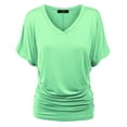 thumbnail image 2 of Made by Johnny V Neck Short Sleeve Dolman Top with Side Shirring XXXXL MINT, 2 of 6