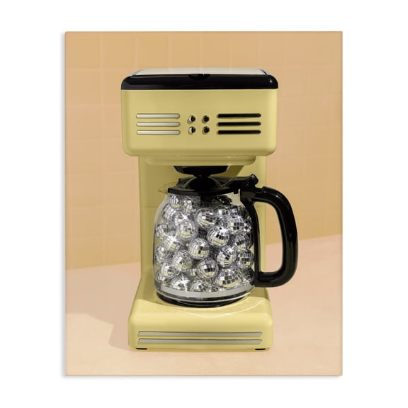 Stupell Industries Eclectic Disco Coffee Maker over Yellow Canvas Art, 16 x 20, by LISH Creative