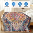 thumbnail image 4 of Blue Pink Cooling Blanket, Lightweight Breathable Summer Throw Blanket with Double Sided Cold Effect, Boho Middle Century Geometric Abstract Picnic Beach Blankets Bed Sheet for Hot Sleepers 60"x80", 4 of 8