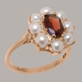 thumbnail image 2 of LBG British Made 18k Rose Gold Natural Garnet & Cultured Pearl Womens Cluster Ring - 33 size options - Size 5.25, 2 of 5