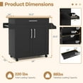 thumbnail image 3 of Costway 44" Rolling Kitchen Cart with Drawer Adjustable Shelf Spice Rack Towel Holder Black, 3 of 10