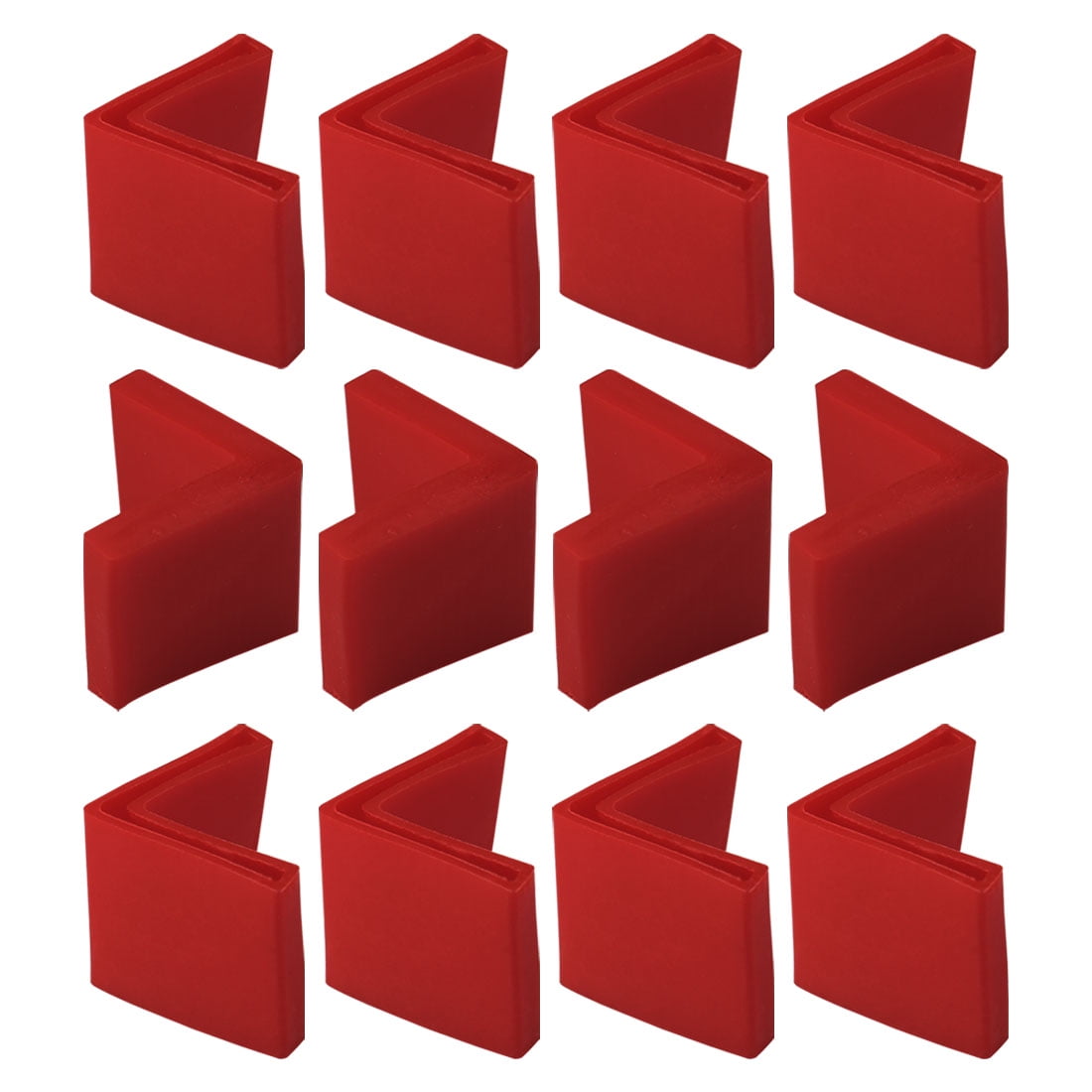 12 Pcs Red Soft PVC Angle Iron Foot L Shaped Edge Leg Cover 63mm x 63mm