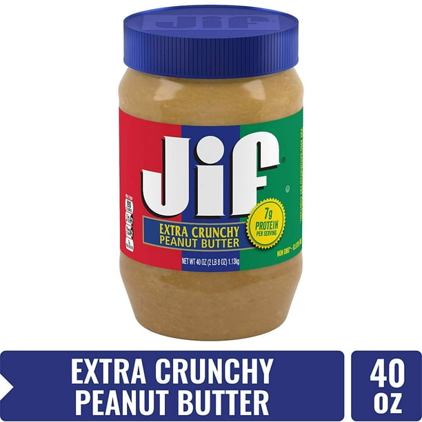 Jif Extra Crunchy Peanut Butter, 40 oz. (Pack of 8) 7g (7 DV) of