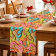 thumbnail image 5 of Watercolor Flip Flop Table Runner 72 Inches, Summer Coastal Beach Slippers Bed Runner Dresser Scarves Tabletop for Indoor Outdoor Parties/Ceremony/Banquet, 16" x 72", 5 of 9