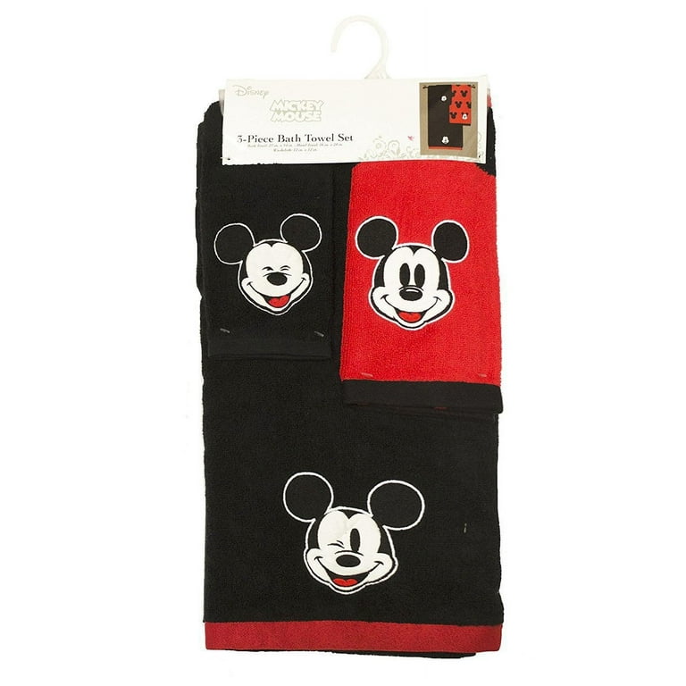 DISNEY MICKEY MOUSE 3 PIECE BATH SET 100% COTTON Bath Towel,hand Towel,  Wash Rag