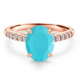 thumbnail image 3 of Gem Stone King 10K Rose Gold Green Turquoise and Lab Grown Diamond Engagement Ring for Women | 1.70 Cttw | Oval 9X7MM | Gemstone Birthstone | Size 8, 3 of 6