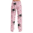 thumbnail image 6 of Dwralegc Halloween Pajama Pants Women Long Bottoms Lounge Pajamas Pants Elastic Waist Funny Halloween Printed Fuzzy Pj Pants Pink M, 6 of 7