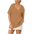 thumbnail image 4 of Kaemgyyd Workout Tops for Women Lightweight Short Sleeve Loose Fit Blouse Fashion Solid V Neck Hoodies Casual T-Shirts, 4 of 6