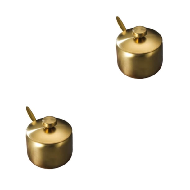 Tarro de azúcar de Acero inoxidable Advancent con cuchara y tapa Oro Tipo 2 S 2Conjunto