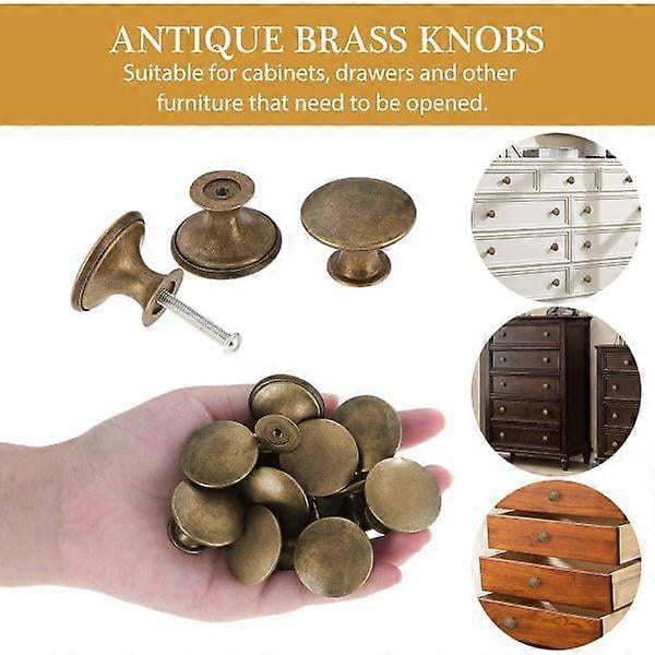 12-pack Vintage Chic Antique Brass Knobs For Kitchen Cabinet Doors Round 30mm