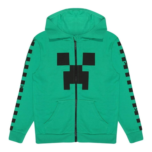 Minecraft Boys Creeper Checkerboard Zipped Hoodie Walmart