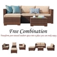thumbnail image 2 of Patiorama 5-Piece Patio Furniture Set, Outdoor Sectional Conversation Set, All-Weather Brown PE Wicker with Beige Cushions, Outdoor Backyard Porch Garden Poolside Balcony, 2 of 6