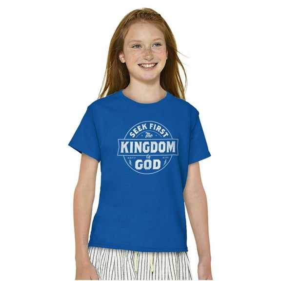 Seek Kingdom of God Christian Crewneck T Shirts Boy Girl Teen Brisco Brands XS