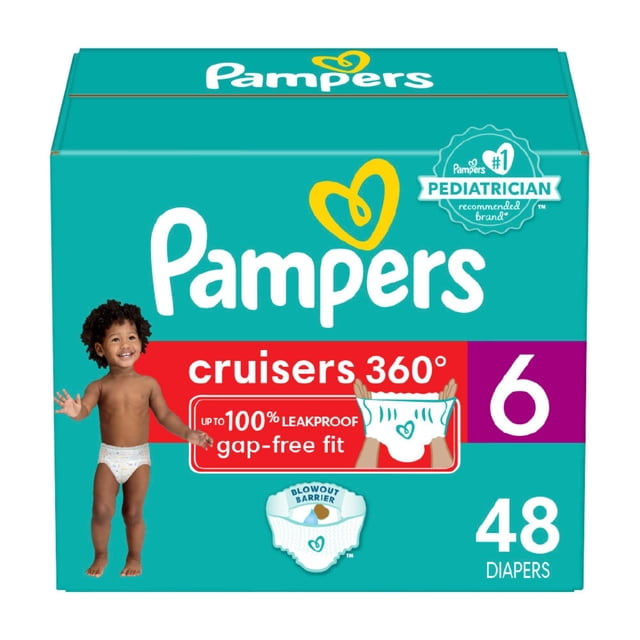 Pañales Pampers Cruisers 360, tamaño 6, 48 unidades, desechables para bebés