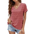 thumbnail image 2 of Camiseta Con Cuello En V Para Mujer, Poliéster Suave, Camiseta Con Cuello En V Y Lunares Para Mujer, Ropa Cómoda, Manga Corta Para La Oficina EOTVIA No, 2 of 6