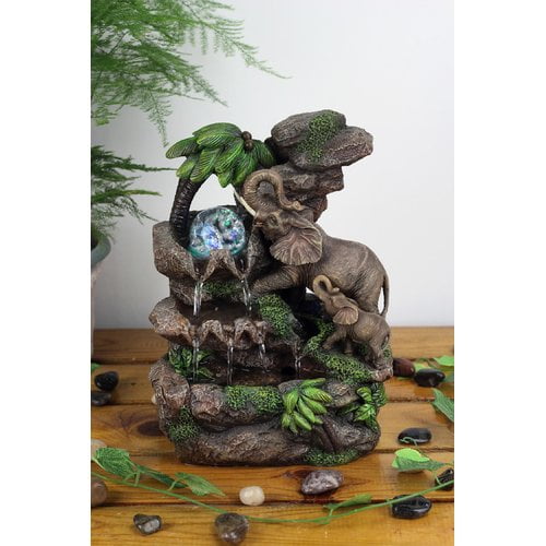 ORE International 11" Tall Polyresin Indoor Fountain with LED Light and 1l Ca... 