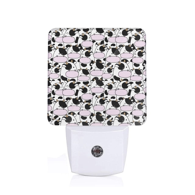 Fotbe Cute Animal with Cow Luz Nocturna LED, Luz de Noche con Sensor de Luz Natural de Anochecer a Amanecer, Se Enchufa a la Pared, Blanco Cálido 0.5W-EU