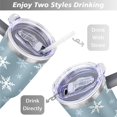 thumbnail image 5 of Light Blue White Snowflakes 40 Oz Tumbler with Handle Lid and Straw Stainless Steel Double Walled Vacuum Insulated Cup Merry Christmas Gifts Tumbler for Women Men Friends Outdoor Indoor, 5 of 6