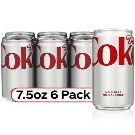 Diet Coke Mini Soda Pop Soft Drink, 7.5 fl oz, 6 Pack Cans