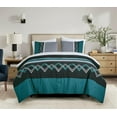 thumbnail image 2 of Chezmoi Collection Jaxson Bed in a Bag Full Size 7-Piece Comforter Set with Sheets Modern Pleated Stripe Embroidered Teal/Black/Gray Zigzag Lightweight All Season Bedding, 2 of 9