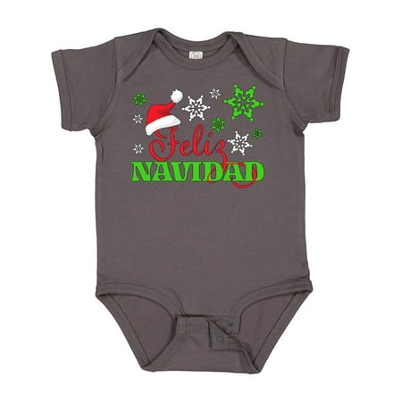 

Inktastic Feliz Navidad with Santa Hat and Green Snowflakes Gift Baby Boy or Baby Girl Bodysuit