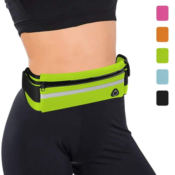 Biiend Unisex Lightweight 3 Spandex Lycra Running Belt with Headphone Port, Green