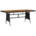 thumbnail image 1 of vidaXL Garden Table Black 160x70x72 cm Poly Rattan & Solid Acacia Wood, 1 of 4