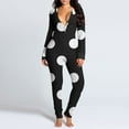 thumbnail image 3 of Women's Sexy Butt Button Back Flap Jumpsuit V Neck Long Sleeve Romper Solid Bodycon Pajamas One Piece, 3 of 6