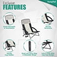 thumbnail image 6 of Sunnyfeel Folding Low Beach Chair, Breathable Mesh Lawn Chair with Detachable Cup Holder & Padded Armrests for Beach Camping Patio, 1 Pack, Black, 6 of 7