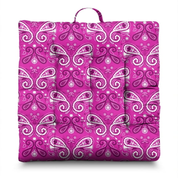 Floral Seat Cushion – 22x22 Inch Large Floor Pillow, Soft Dutch Velvet, Paisley Boho Print for Yoga, Tatami & Lounge (Decorative & Colorful)