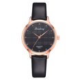 thumbnail image 1 of Reloj de pulsera casual de cuarzo a cuadros de cuero PU para mujer (negro), 1 of 1
