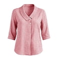 thumbnail image 4 of Women's Collar Button Quarter Sleeve Blouse, Casual Fashion Top, 4 of 6