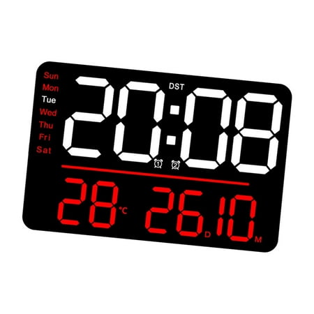 Jesscasday Large Digital Clocks Multiple Function Alarm Clock with Date/Week/Temperature