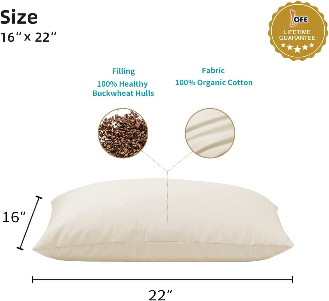 Natural Un-Bleached Tan Lofe Toddler Pillow with Pillowcase Adjustable Loft 13x18 Organic Cotton Shell with Zipper 