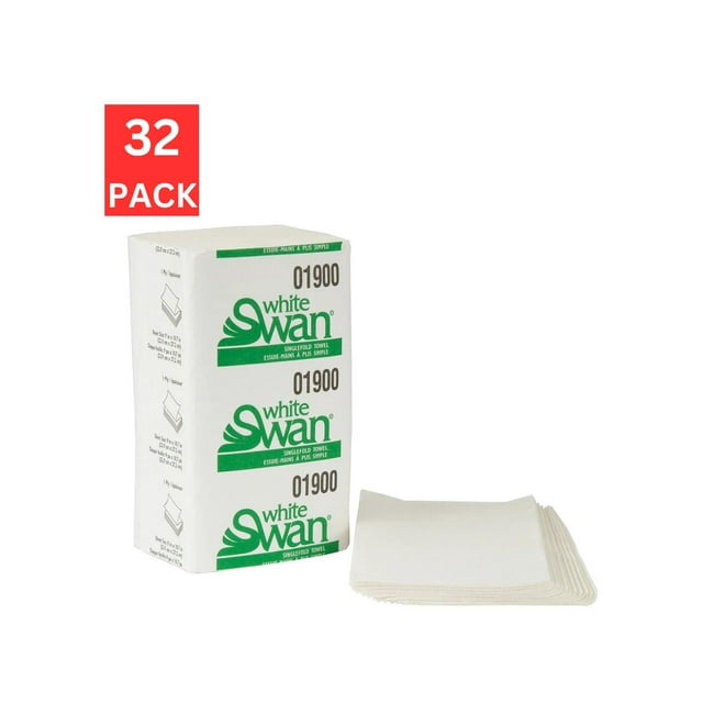 Single Sheet Paper Towel | White Swan Singlefold White Paper Towels - 32 packs x 250 sheets