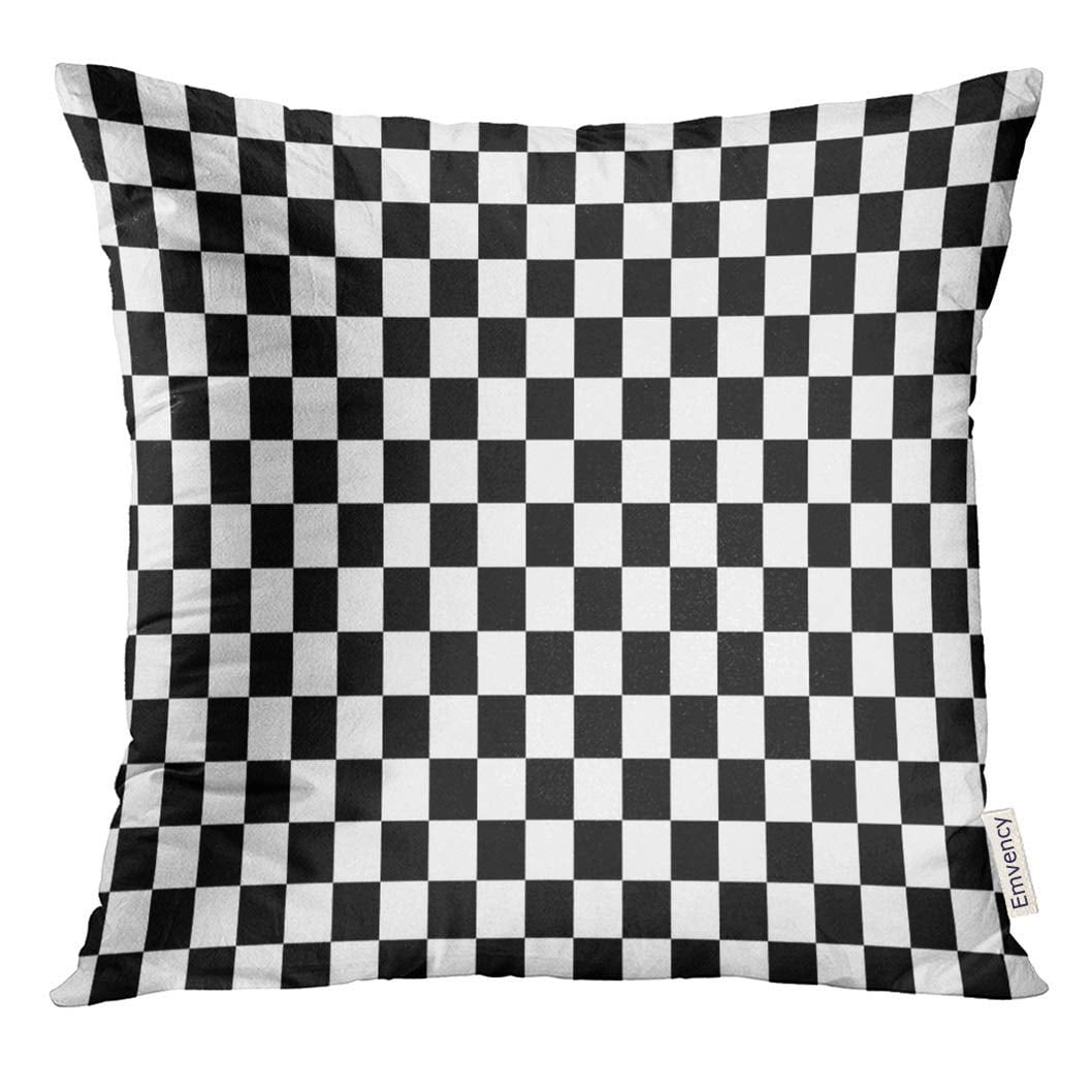 CMFUN Brown Checkerboard Black and White Squares Tan Board Pillow Case