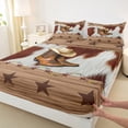 thumbnail image 3 of Homewish Cowgirl Boots Hat 4-Piece Full Size Sheets For Adults Boys Girls,Retro Rustic Cabin Bed Sheets,Western Cow Print Lightweight Sheet Sets,Luxury Bedroom Decor, 3 of 7