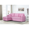 thumbnail image 2 of Pemberly Row Pink Fabric Reversible Sleeper Sectional Sofa w/ Storage Chaise, 2 of 8
