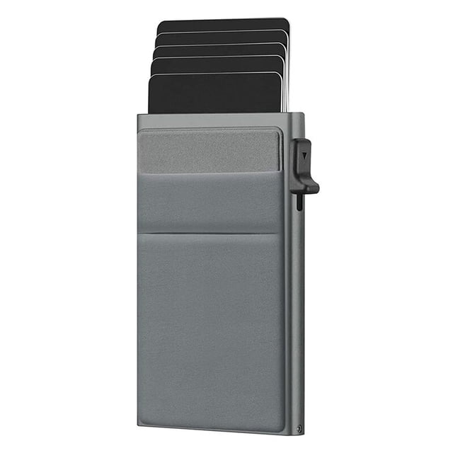 Portatarjetas DE CRÉDITO Rfid para hombres y mujeres, billetera de Metal delgada, billetera minimalista emergente, monedero pequeño negro, Vallet de Metal