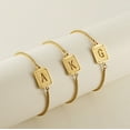 thumbnail image 2 of YIFSIY 18K Gold Plated Initial Letter M Bracelet Stainless Steel Hollow Letter Adjustable Bracelet for Women, 2 of 4