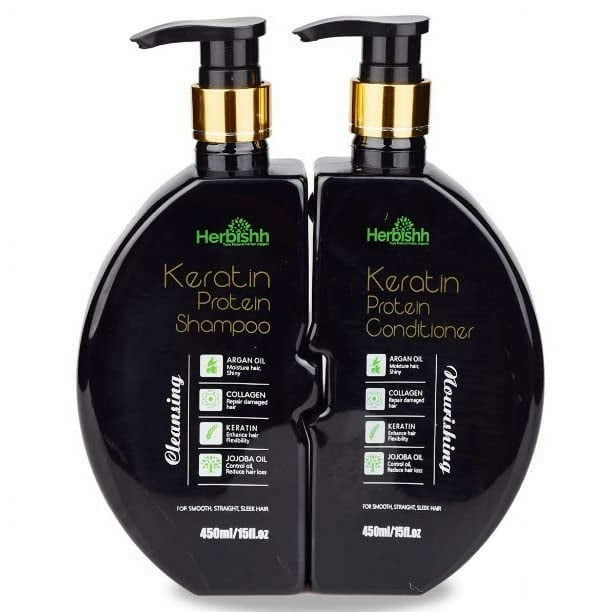 Herbishh Set de Champú y Acondicionador de Queratina - Sin Sulfatos - Basado en Plantas