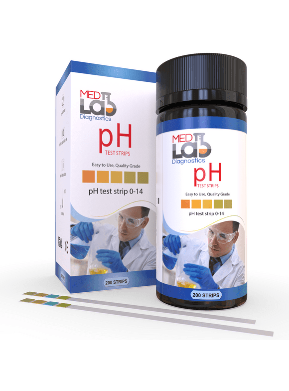 pH Test Strips 0 to 14 (200 Ct) for Urine, Saliva, Drinking Water, Kombucha, Pool, Spa, Hotub, Soap, Liquids. pH Acid Alkaline Universal Test Strips. Litmus Paper Testing Strips