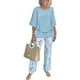 thumbnail image 1 of Top y pantalones LOZ de 2 piezas azules de doble capa para mujer, 1 of 6