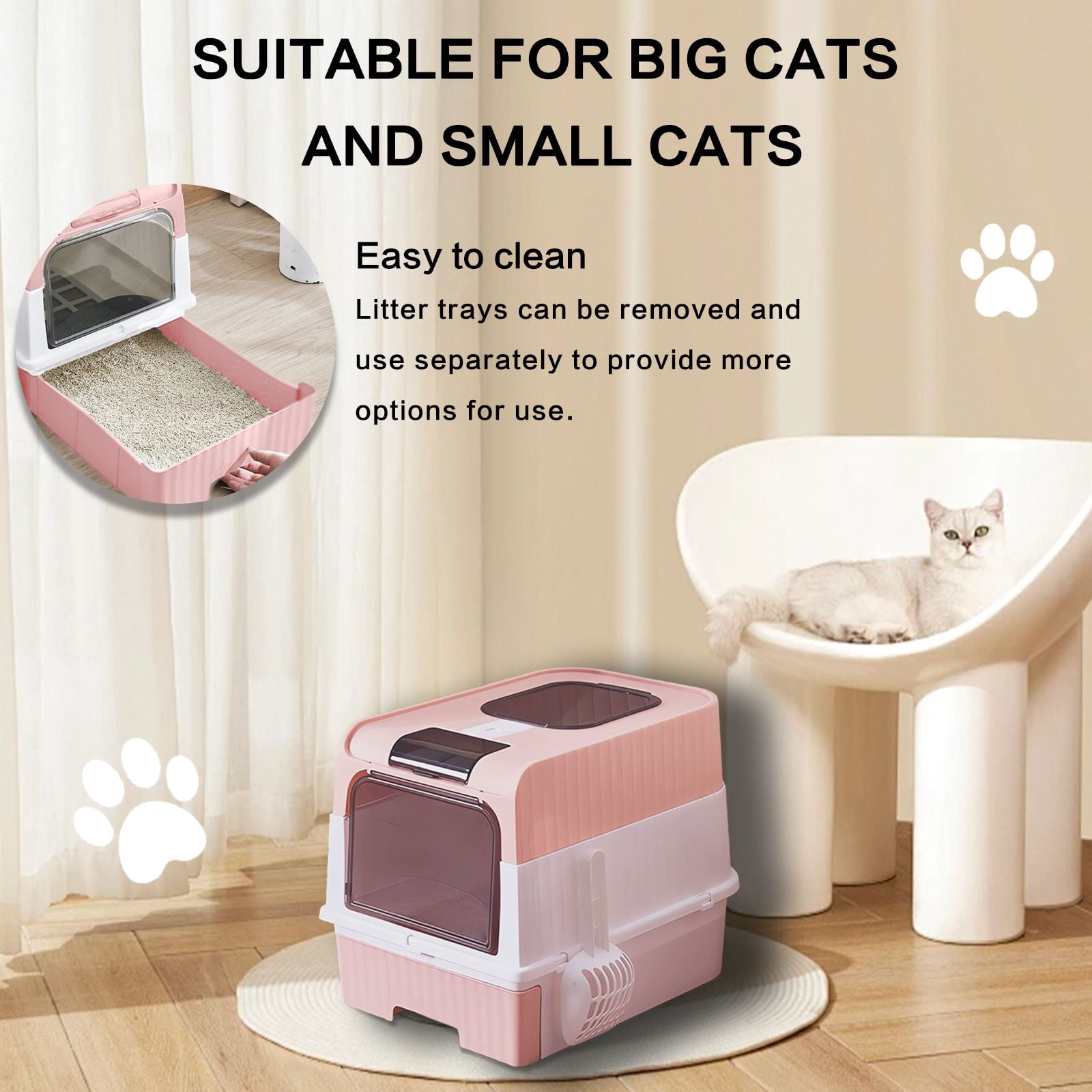 Ultimate Enclosed Cat Litter Box with Easy Clean Drawer & Anti-Spill Design for Large Capacity