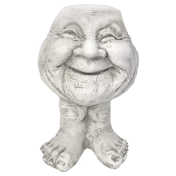 WDOplteas Muggly Face Macetas Maceta Resina Estatua Florero Adornos Jardín (Blanco A)