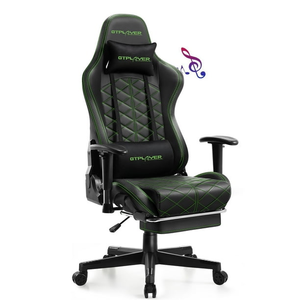 GTPLAYER Gaming Chair with Bluetooth Speakers and Footrest High Back