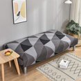 thumbnail image 2 of Armless Futon Slipcover Folding Sofa Cover Stretch Elastic Couch Furniture Protector for Foldable Futon Sofa Bed Without Armrests (Black Grey), 2 of 9