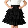 thumbnail image 5 of hoksml Girls Back to School Tiered Layered Skirt, Elastic Waist Mid-Length Flowy Skirt for Kids, 5 of 7